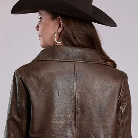 NWT Stetson Brown Lamb Leather Cropped Jacket - Picture 2 of 10